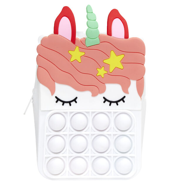Sac bandoulière enfant pop it licorne 9x4xH13,5cm (3 modèles)