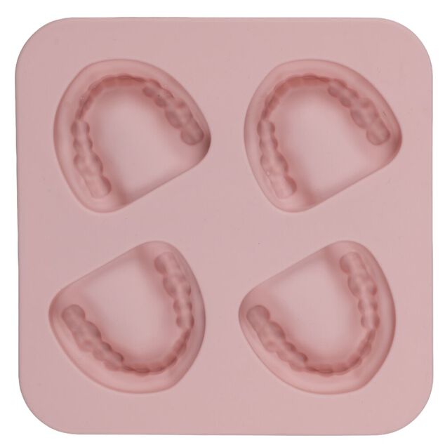 Moule &agrave; gla&ccedil;ons x4 dentier silicone rose 15x15x2cm