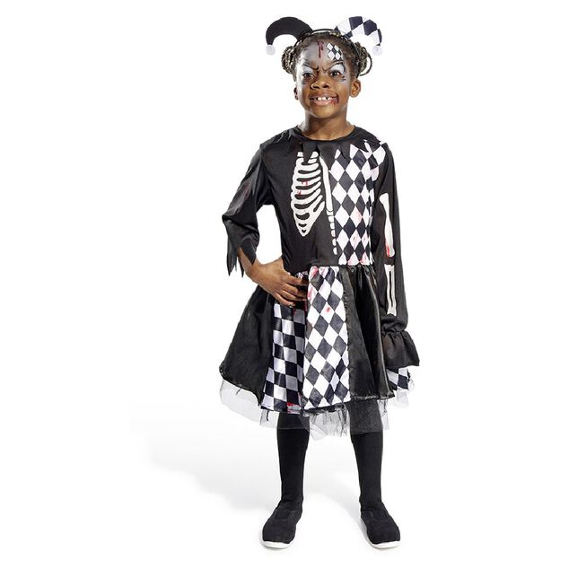 D&eacute;guisement enfant Halloween arlequin noir et blanc robe 4/6ans