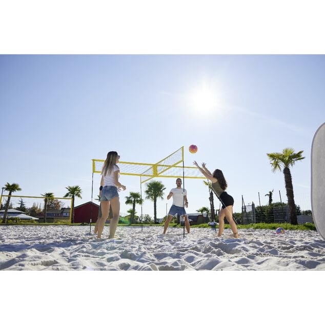 Filet pour volley-ball 4 c&ocirc;t&eacute;s noir et jaune
