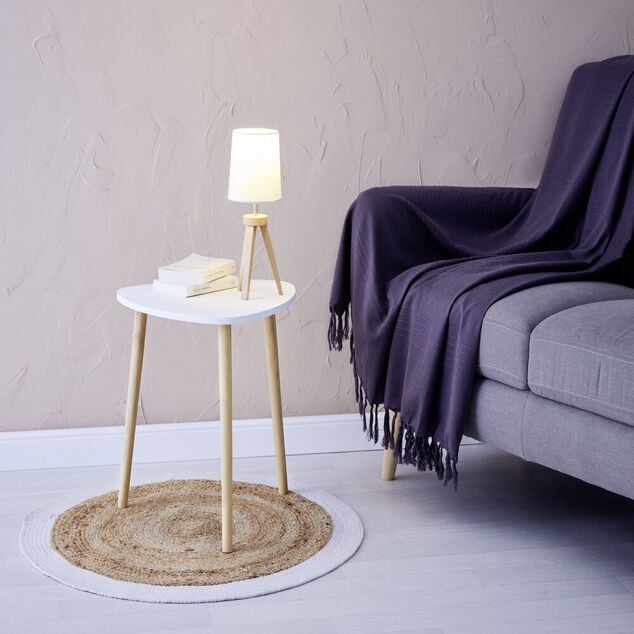 Tapis rond jute naturel contour blanc Ø90cm