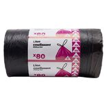 Sac poubelle noir lien coulissant 50L x80