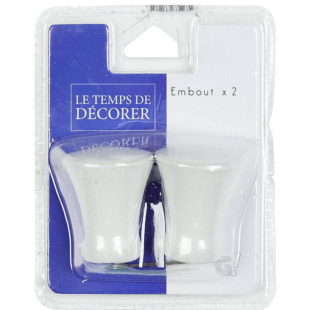Embout pour tringle &agrave; rideaux x2 blanc aluminium