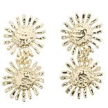 Boucles d'oreilles soleil double zinc dor&eacute; L3cm