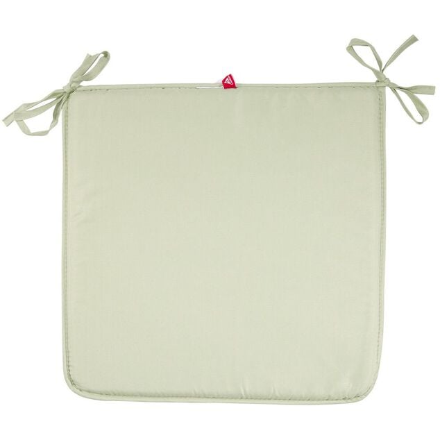 Galette de chaise de jardin r&eacute;versible uni vert biface ray&eacute; vert blanc
