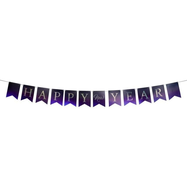 Banni&egrave;re happy new year 300cm violet