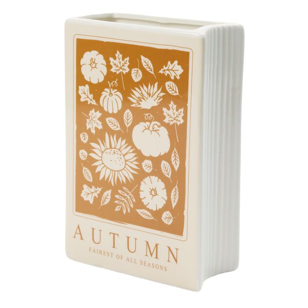 Vase rectangulaire automne en c&eacute;ramique 13,5x6,5xH20cm (2 mod&egrave;les)