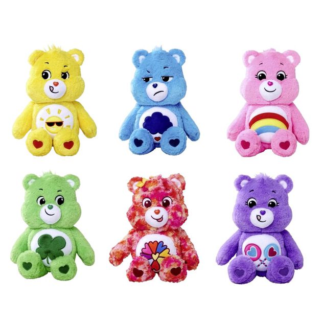 Peluche Bisounours assis multicolores 28x26xH35cm (6 mod&egrave;les)