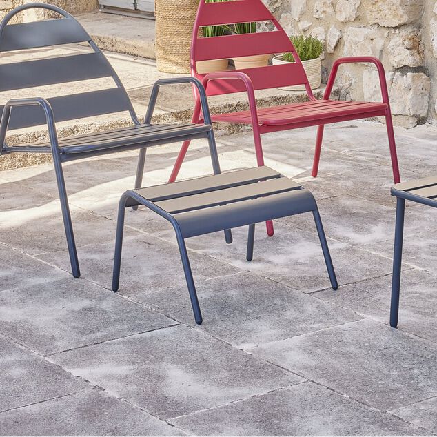 Repose-pied Fun m&eacute;tal gris 48x45xH32cm
