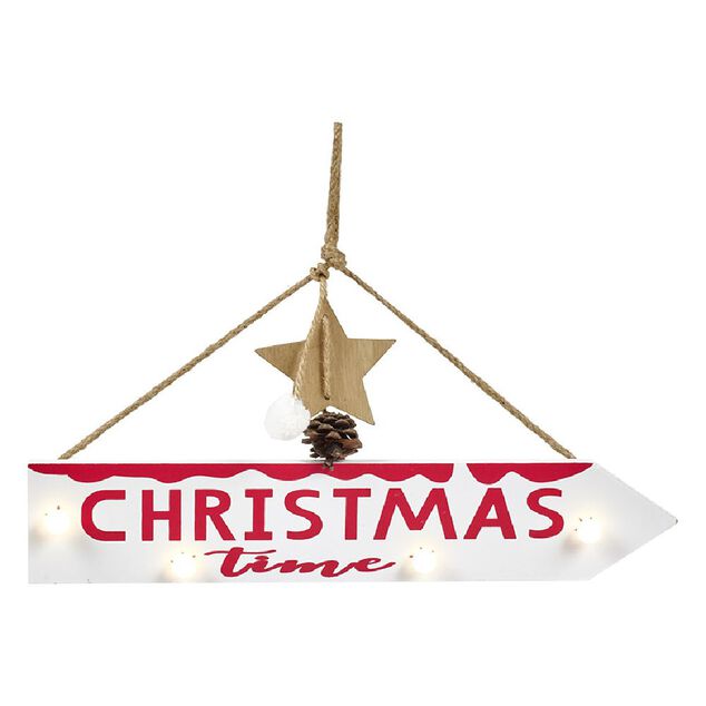 Panneau directionnel lumineux de No&euml;l &agrave; suspendre L39,5cm blanc chaud