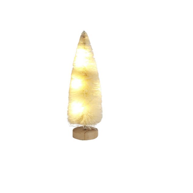 D&eacute;coration sapin blanc lumineux LED &agrave; piles H16cm