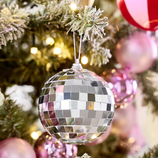 Boule de No&euml;l disco &agrave; suspendre &Oslash;8cm (4 mod&egrave;les)