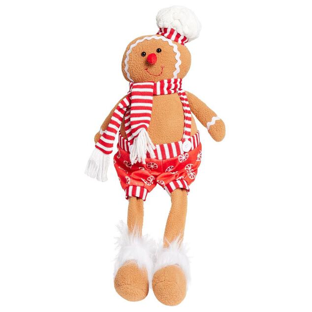 Bonhomme pain d'&eacute;pice d&eacute;co No&euml;l avec jambes pendantes H48cm