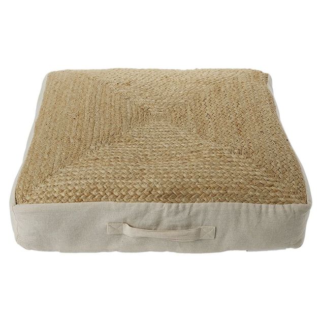 Coussin de sol carr&eacute; jute 50x50cm beige