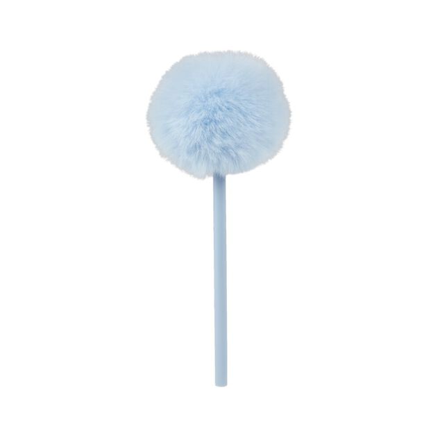 Stylo pompon tulle bleu L22cm