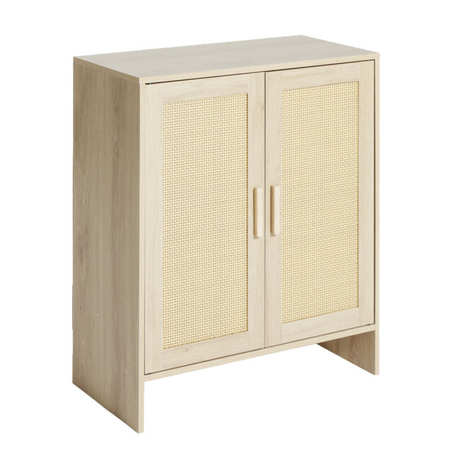 Meuble bas en bois 2 portes cannage 60xP30xH70cm
