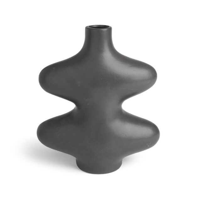 Vase forme organique c&eacute;ramique noir L15x7xH18cm