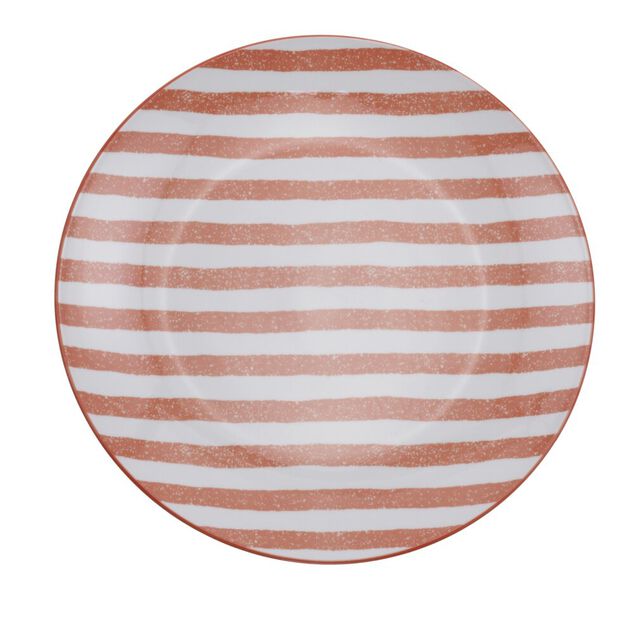 Assiette porcelaine x4 rayures blanches et colorées Ø24cm