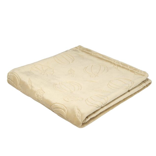 Plaid velours relief motif automne 130x160cm (2 mod&egrave;les marron ou beige)