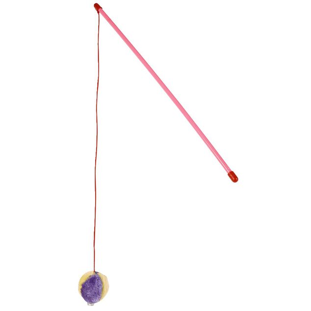 Jouet pour chat pompon avec canne &agrave; p&ecirc;che