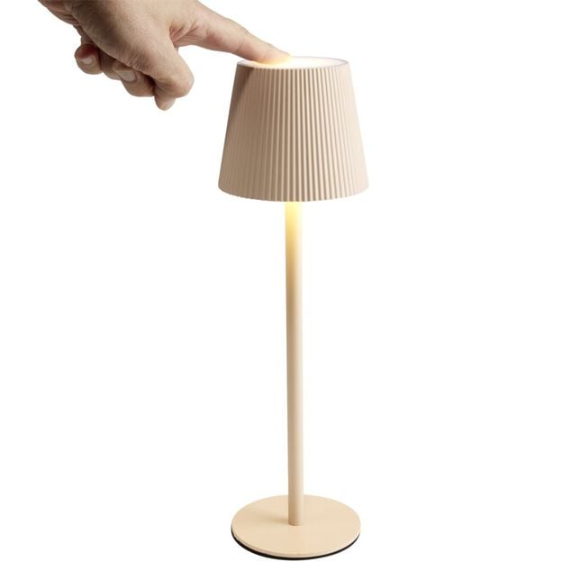 Lampe de table Talli LED tactile 120lm variable USB m&eacute;tal et plastique blanche &Oslash;10,5xH36cm