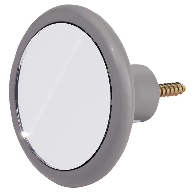 Pat&egrave;re murale ronde miroir contour gris &Oslash;8cm