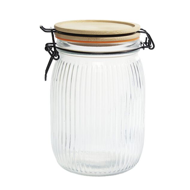 Bocal alimentaire 1L en verre avec couvercle bambou