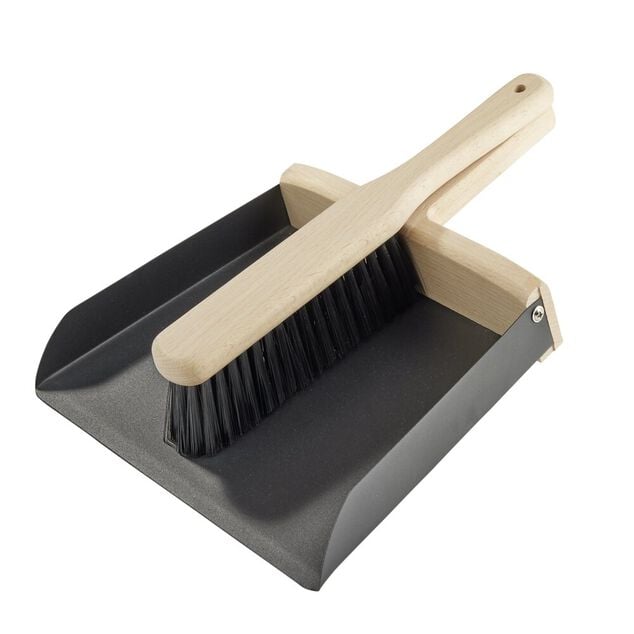 Pelle balayette manche bambou et m&eacute;tal noir 31,5x23,5xH4cm