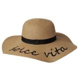 Chapeau de paille capeline Dolce Vita ruban noir 58cm