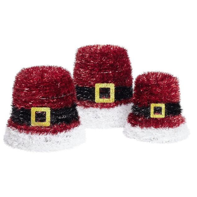 Panier d&eacute;coration de No&euml;l guirlande rouge 3 pi&egrave;ces &Oslash;25xH22cm