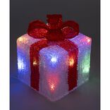 Cadeau Noël noeud rouge acrylique 12LED 15x15xH15cm