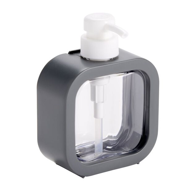 Distributeur &agrave; savon plastique centre transparent contour uni 11x5xH15cm (2 mod&egrave;les)