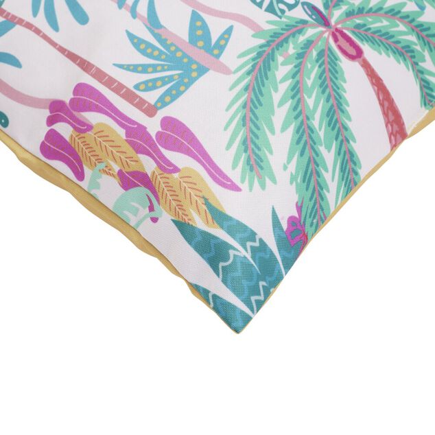 Coussin de jardin carr&eacute; arbres tropicaux multicolores 40x40cm