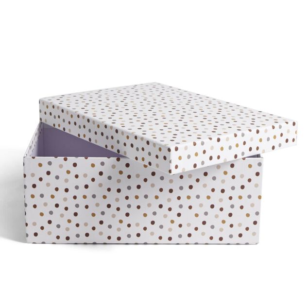 Bo&icirc;te papier blanc &agrave; pois 40x26,5x13cm