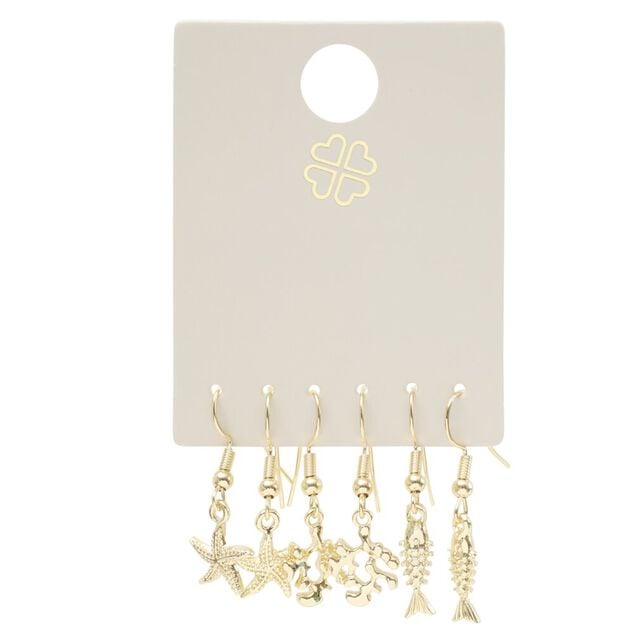 Boucles d'oreilles 3 paires marin zinc dor&eacute; L3,5cm