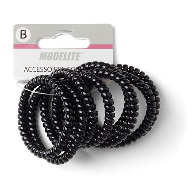 Lot de 8 &eacute;lastiques &agrave; cheveux spirale caoutchouc noir