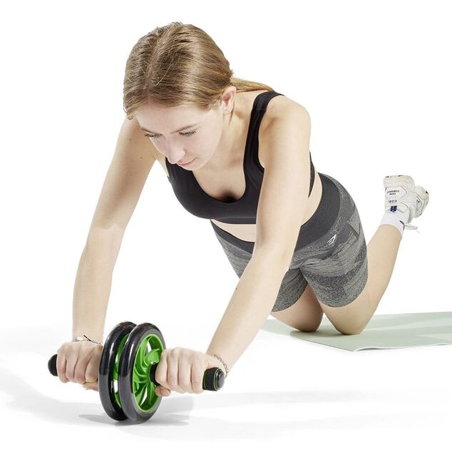 Roue abdominale avec poign&eacute;es confort et tapis