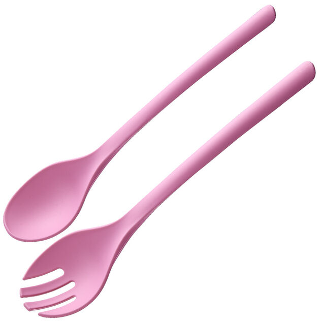 Couverts &agrave; salade x2 plastique rose L26,5cm