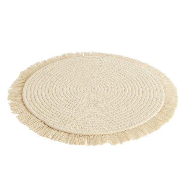 Set de table rond polycoton et frange &Oslash;42cm (3 mod&egrave;les)