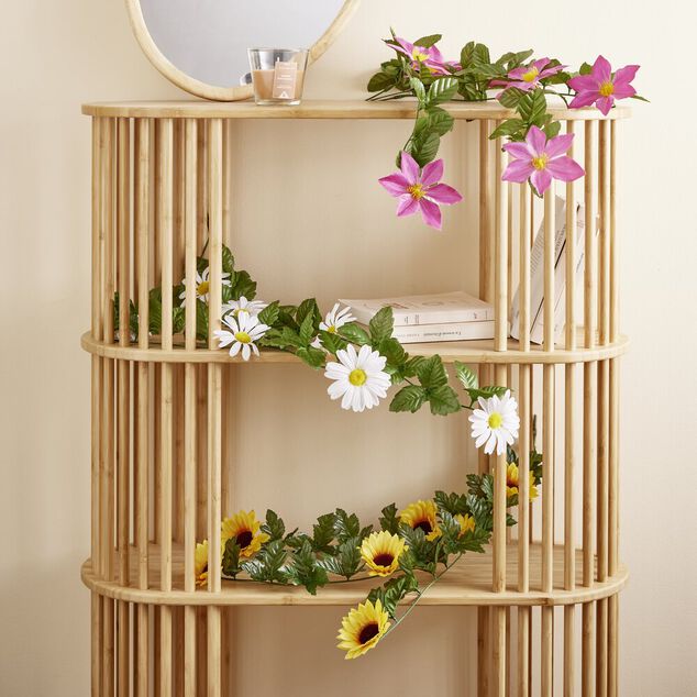 Chute tournesol L73cm feuillage artificiel vert