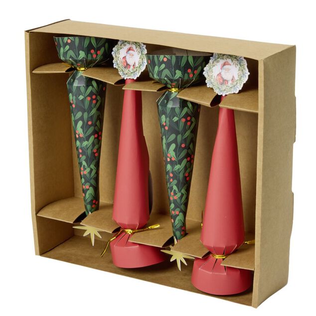 Crackers X4 pcs papier L21X5XH5 cm rouge et vert