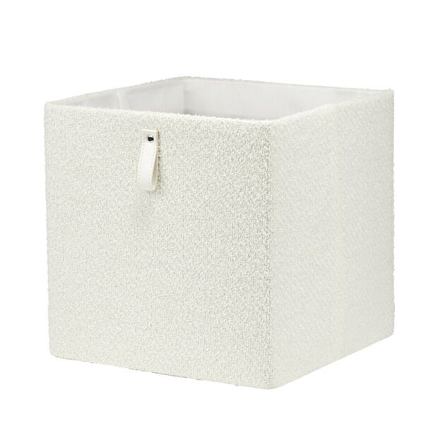 Panier de rangement 22L tissu bouclette blanc 30x30xH30cm