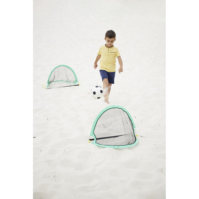Cage de foot pop-up pliable bleu 60x40xH40cm (2 pi&egrave;ces)