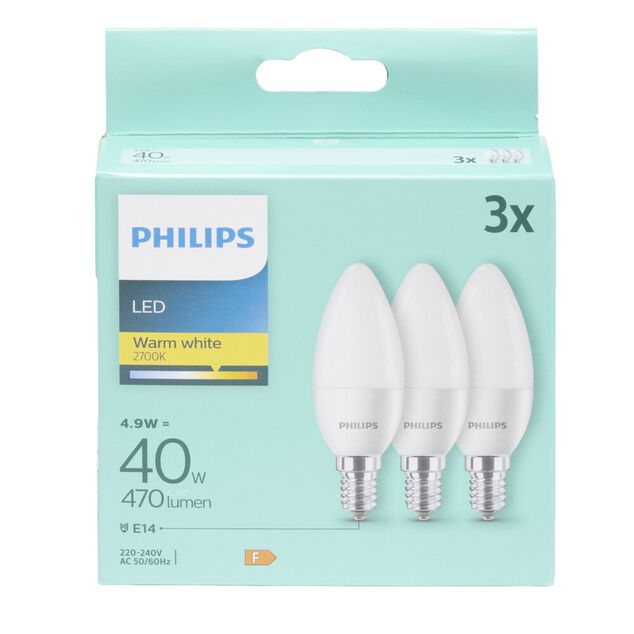 Lot de 3 ampoules LED flamme E14 40W &eacute;quivalent blanc chaud