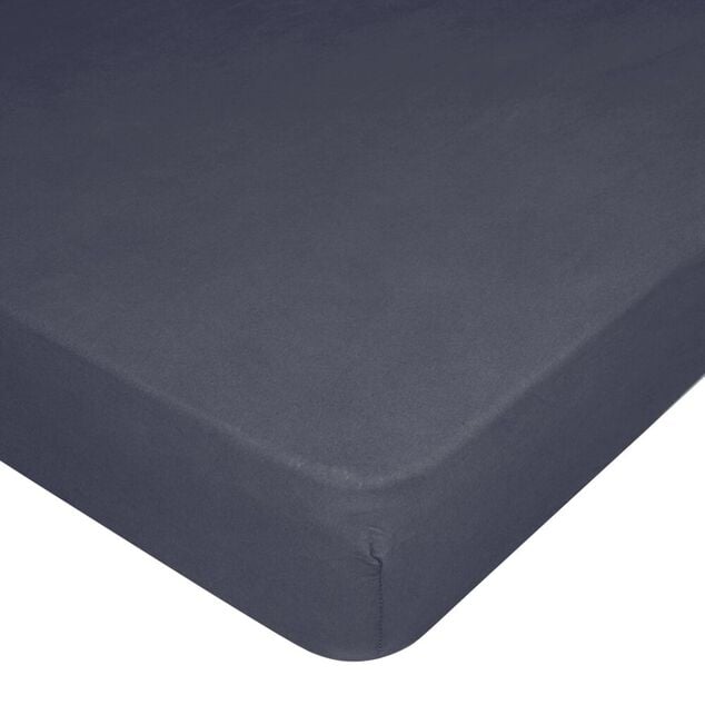 Drap housse 90x200cm coton satin fusain noir