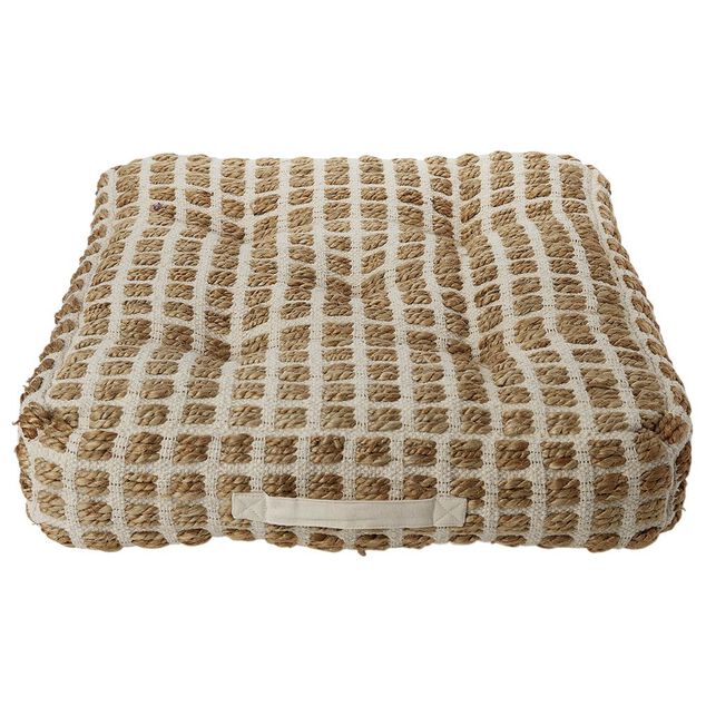 Coussin de sol &agrave; carreaux 50x50cm beige