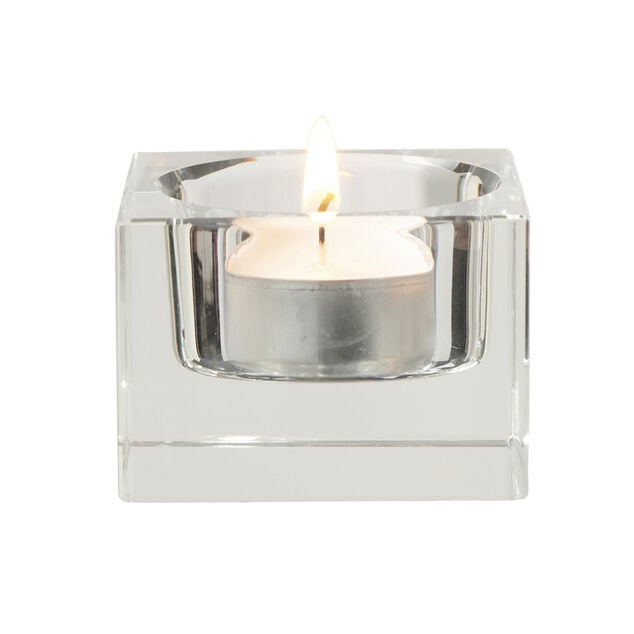 Porte bougie carr&eacute; en verre