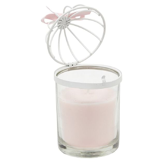 Bougie cage &agrave; oiseau rose