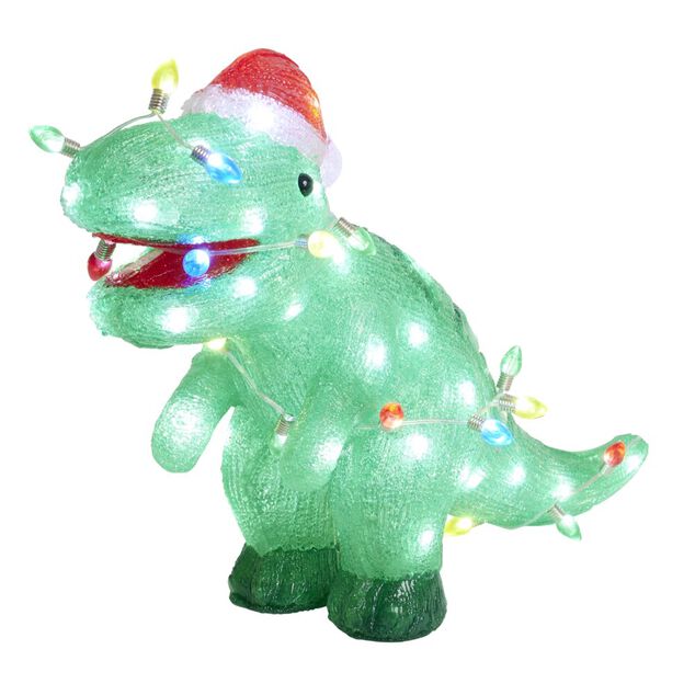 D&eacute;coration de No&euml;l ext&eacute;rieure lumineuse dinosaure LED blanc froid 56x22xH35cm