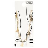 Cha&icirc;ne de cheville dor&eacute;e 2 rangs avec pendentifs perles et papillons